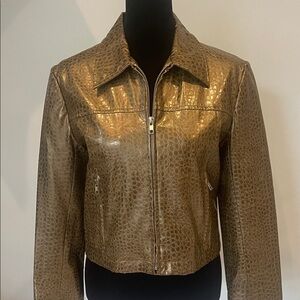 Olive Croc-Embossed Women's Jacket super cute unique look